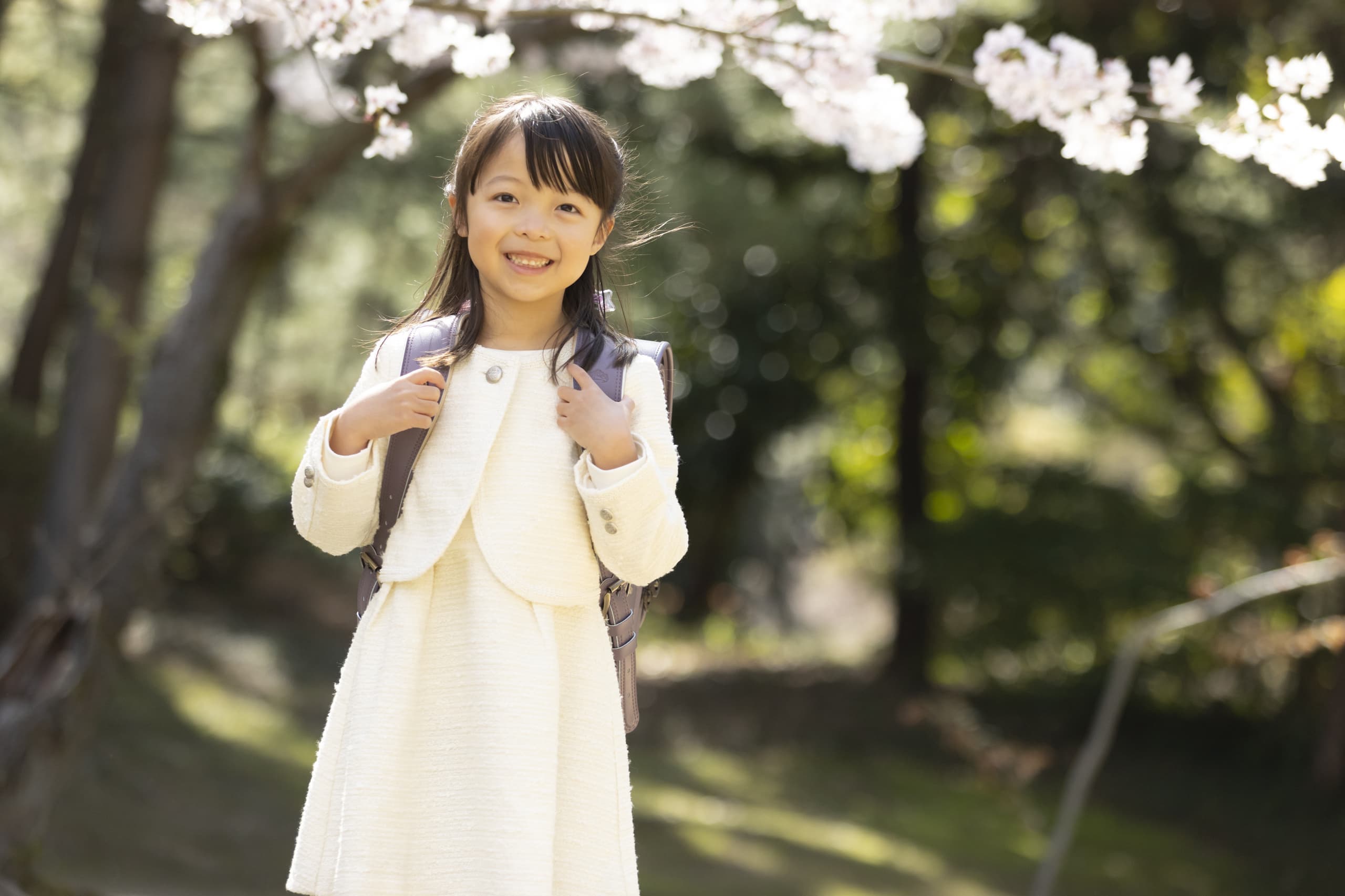 栗林公園で入学撮影した女の子